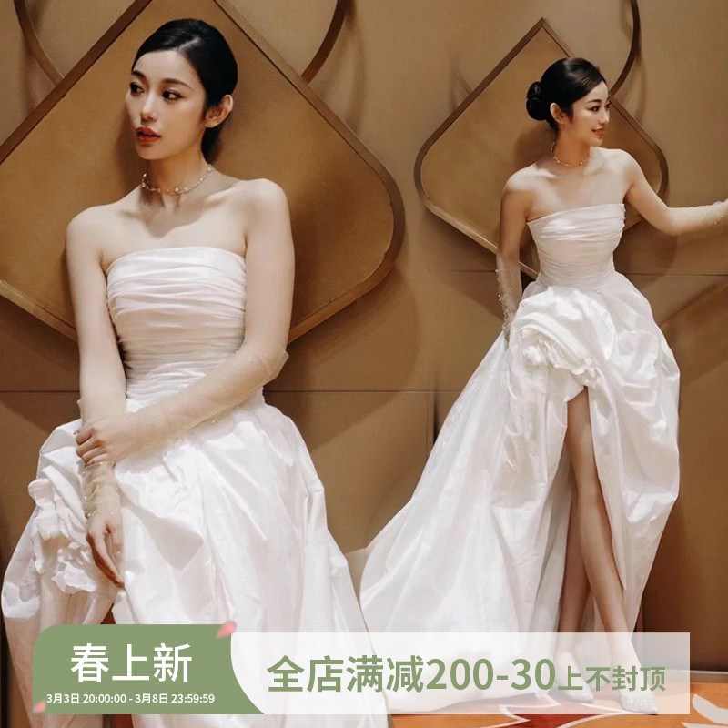 速发在逃公主法式性感拖短后袍新娘前尾婚纱礼服敬酒服晨长1168
