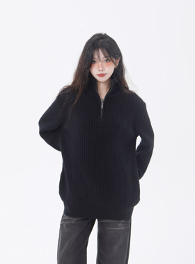 MAX ME长袖高领毛衣女秋冬2025新款拉链修身上衣内搭针织打底衫