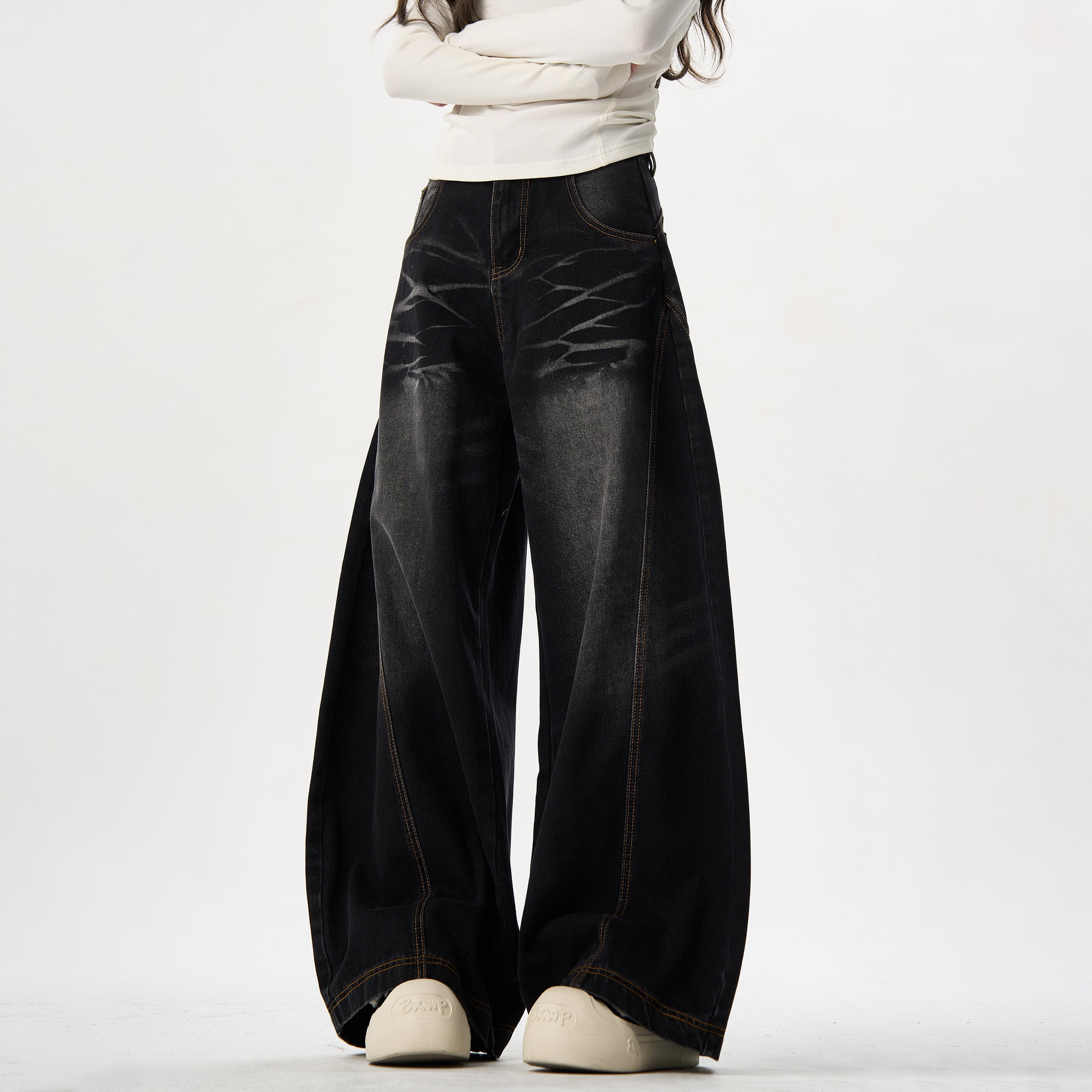 MAXME美式复古猫须牛仔裤