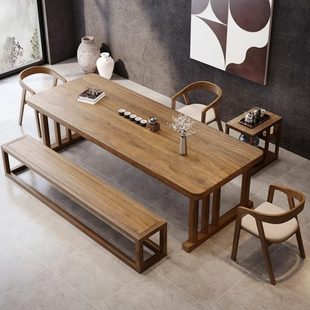 茶桌椅组合2024新款 厂促严选新中式 家用餐桌一体两用佗寂风实木茶
