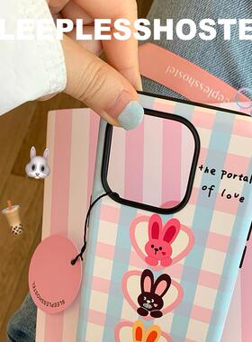 小众原创设计【爱的传送门】可爱兔兔进口韩国二合一圆边菲林适用苹果16promax手机壳iphone16/15/14/13防摔