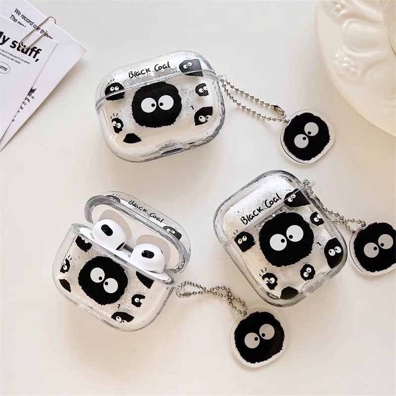 SecretRoom新款透明流沙小煤球苹果耳机保护套适用airpods4小众耳机壳airpodsPro2趣味耳机套air