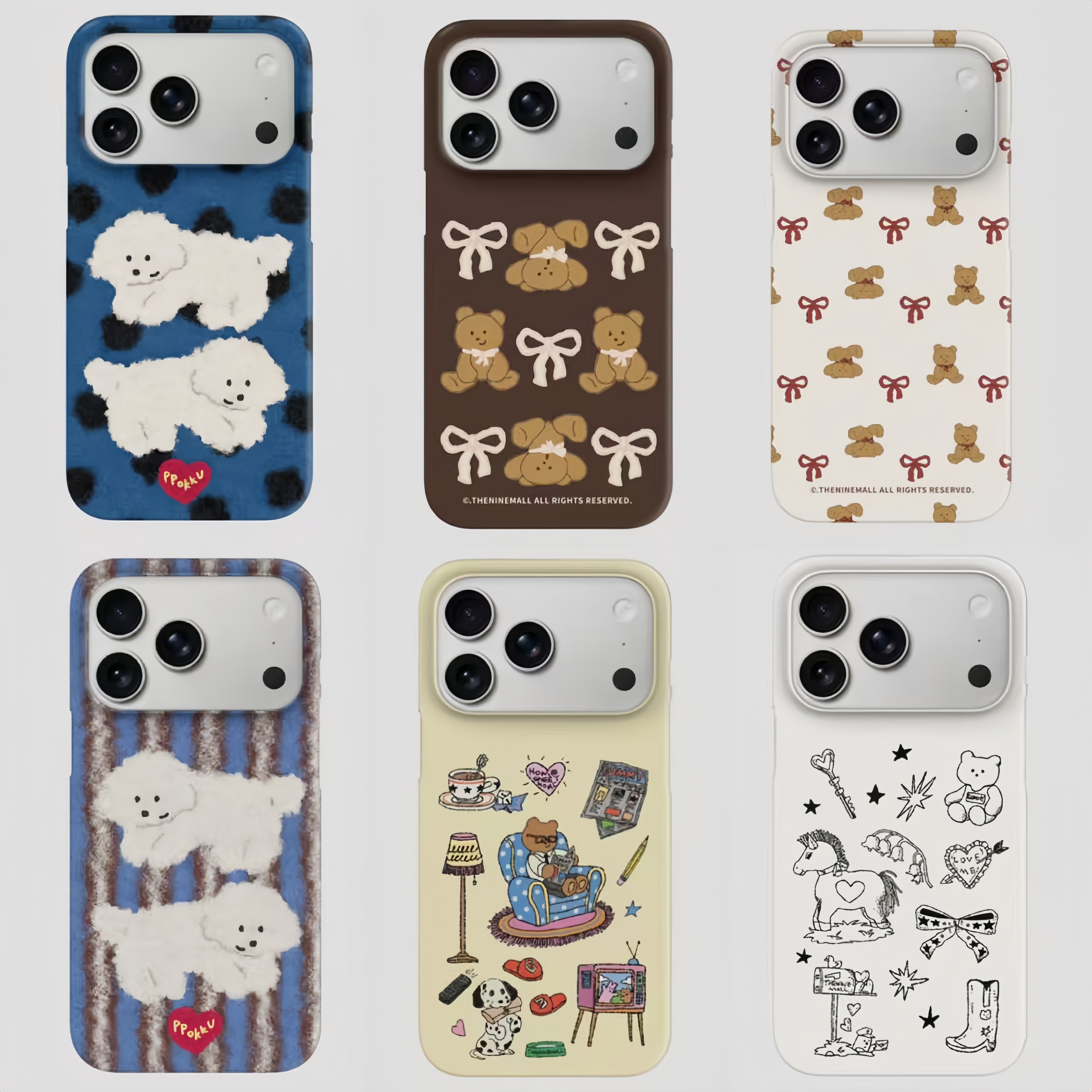 theninemall韩国代购正品“丝带小熊条纹狗狗”半包菲林iPhone17promax手机壳air苹果15pm可爱16pro壳14Pro,3C数码配件,手机保护套/壳,淘宝优惠券,粉丝福利购,淘宝优惠卷