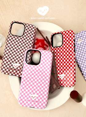 【快乐夹心】OuliOuli格子磁吸iPhone17promax手机壳情侣16Pro壳韩国菲林韩式ins风15/14艺术风原创设计