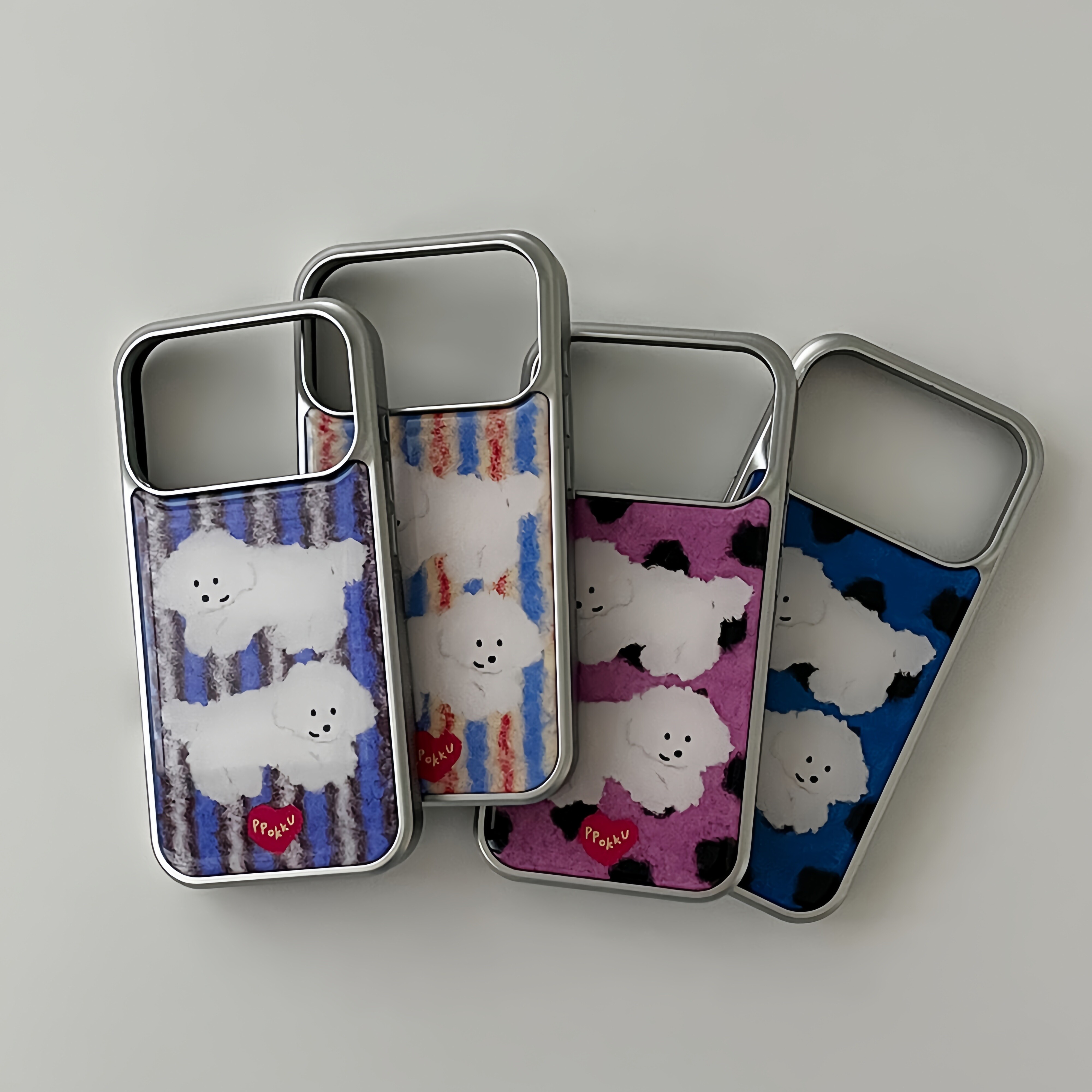 theninemall韩国代购正品&ldquo;蜡笔条纹狗狗&rdquo;银边滴胶iPhone17promax手机壳air苹果15pm银边16pro壳14Pro手机套