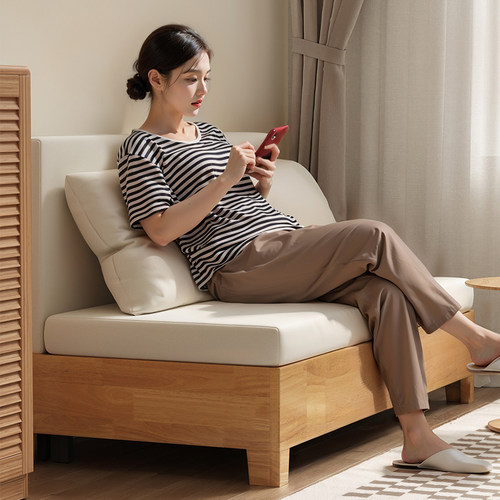 北极树实木折叠沙发床2024新款