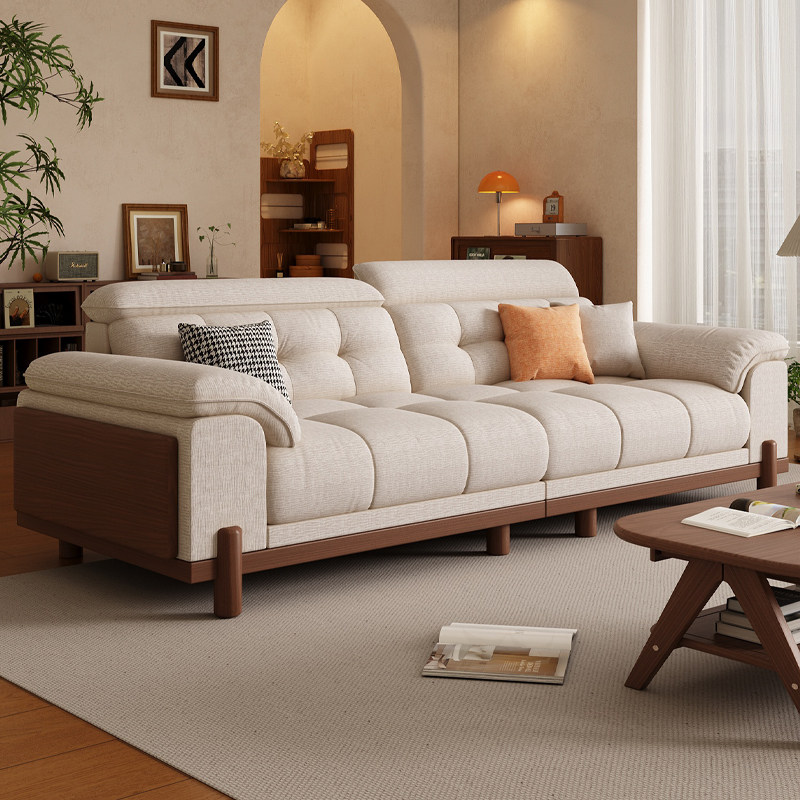 北极树实木沙发客厅2025新款中古风雪尼尔直排布艺沙发小户型家用,住宅家具,布艺沙发,淘宝优惠券,粉丝福利购,淘宝优惠卷