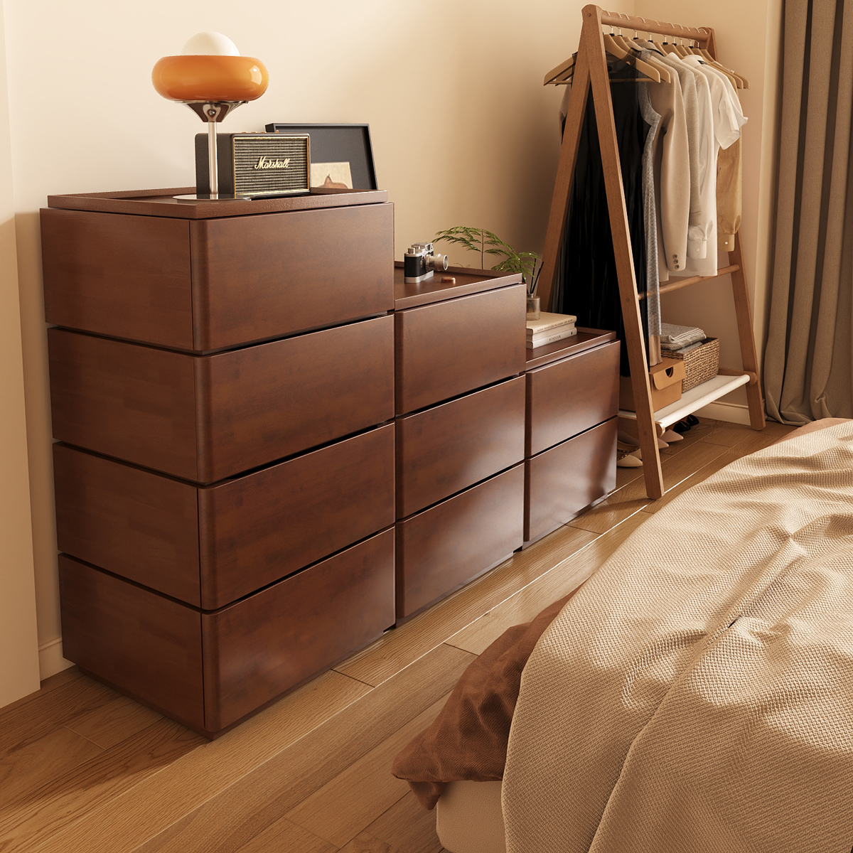 实木斗柜卧室家用收纳柜现代简约储物柜客厅靠墙五斗柜床尾置物柜