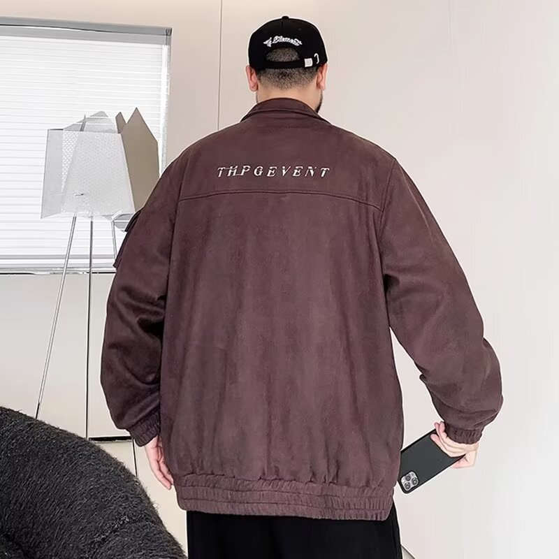 PANG哥 2025新款潮牌大码男装胖子宽松翻领加肥加大外套上衣冬装