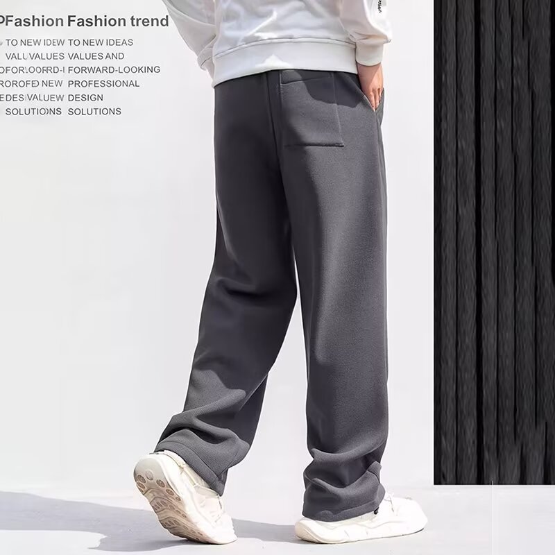 PANG哥 装2025秋潮牌大码男胖子宽松直筒休闲裤纯色长裤男士卫裤