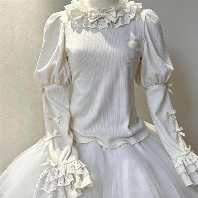 Lolita长袖内搭衬衣泡蕾丝