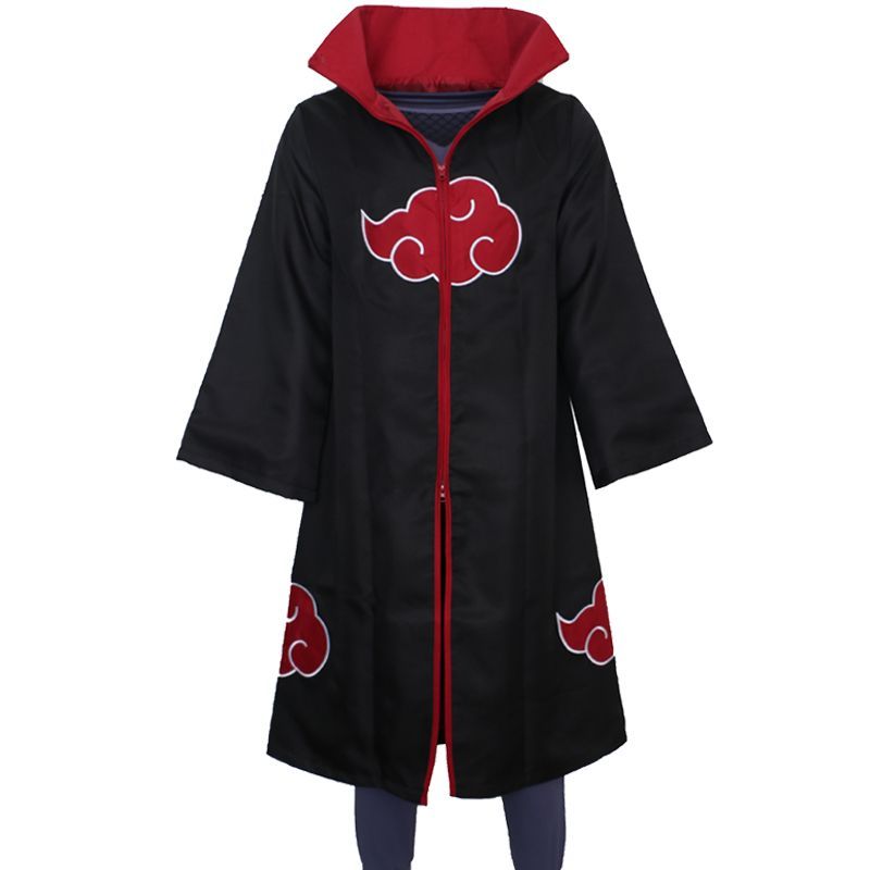 火影忍者cos服晓组织衣服 立领红云袍披风鹰小队连帽斗篷带帽正版