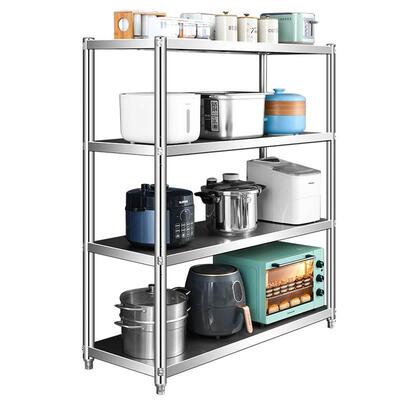 锈不钢厨房置物架落地4多放锅架子微波炉层收架置物架纳家用货架