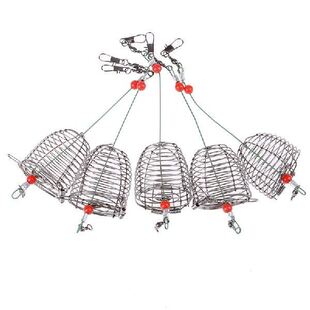 5Pcs Stainless Steel Wire Fishing Lure Conical Cage Fish