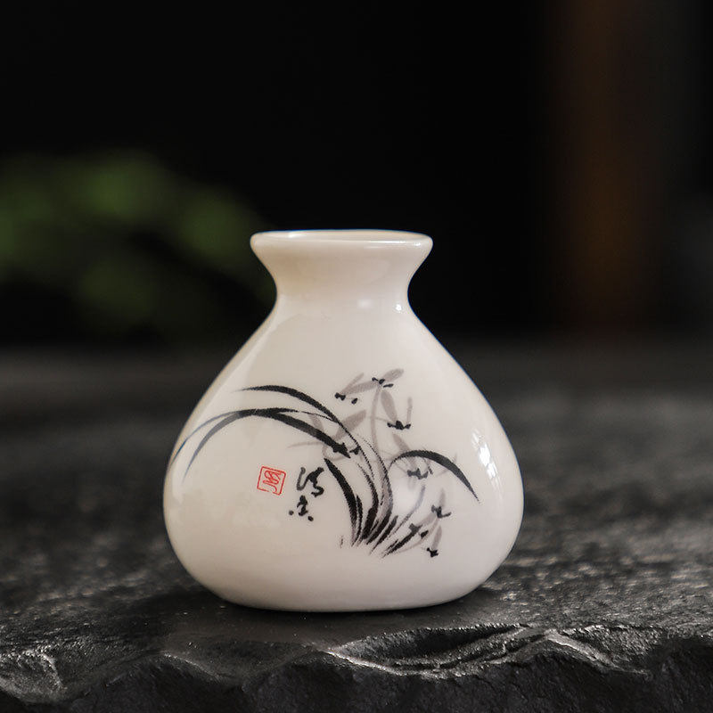 极速创意袖珍迷你陶瓷拇指小花瓶水培小花插干壶摆件装饰道具小摆