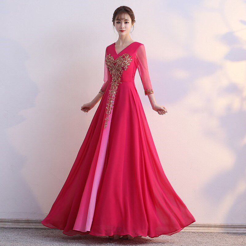 大合唱团演出主持人礼服女长裙高中生2025新款指挥晚礼服成人独唱