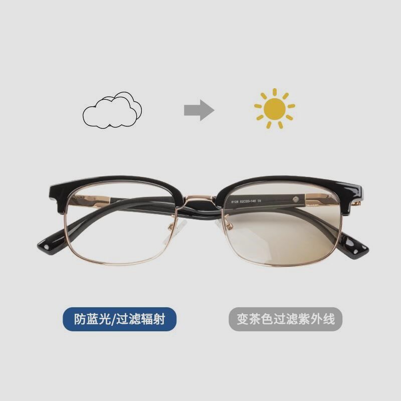 极速现货速发免费试戴端时尚防蓝光颜值金属黑框设计遮阳老花