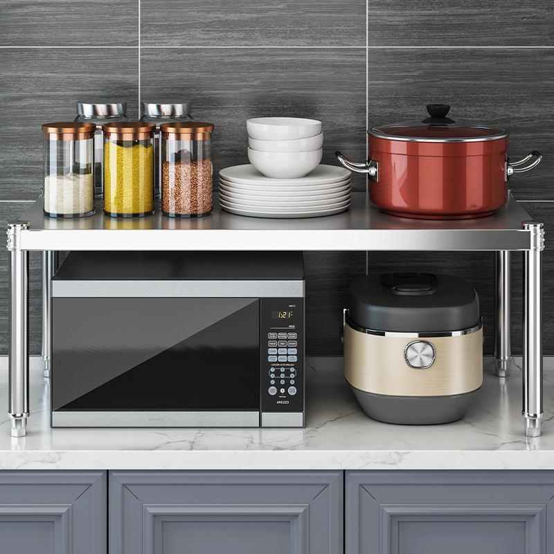 台面架子一层厨房置物架不锈钢微波炉家用桌面调料放锅单层灶台架