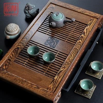 好货鸡翅木茶盘实木家用抽屉式花梨木储水排水大小号茶台功夫茶具