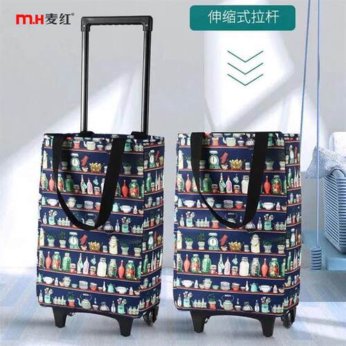 极速厂家2023新款跨境升级户外买菜购物车超市拉杆购物拖轮包带轮