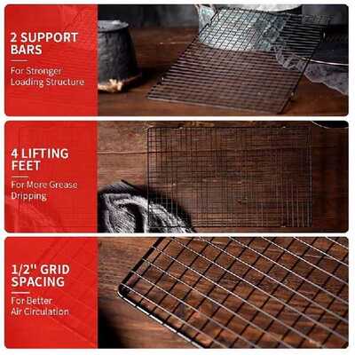 好货2Pack Cooling Racks For Baking,16X10inch Carbon Steel Wi