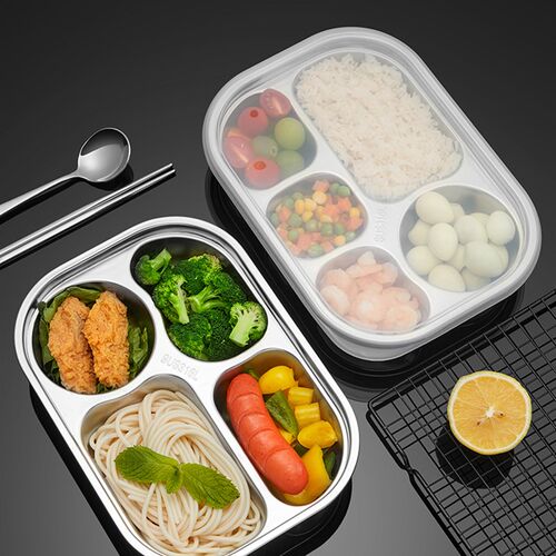 好货316不锈钢餐盘学生儿童分格盘子食堂打饭快餐盘幼儿园宝宝方