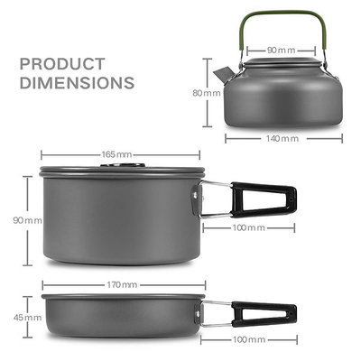 好货Outdoor Cookware Set DS-308B 3 Person Camping Cooking Se