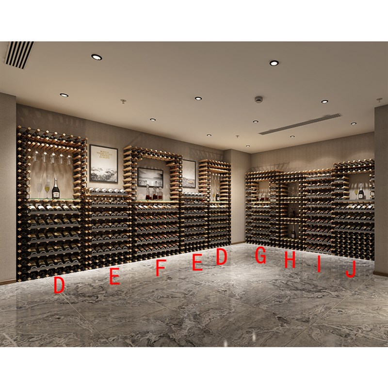 好货酒架大型红酒展示酒柜落地靠墙隔断红酒架实木储物架定制红酒