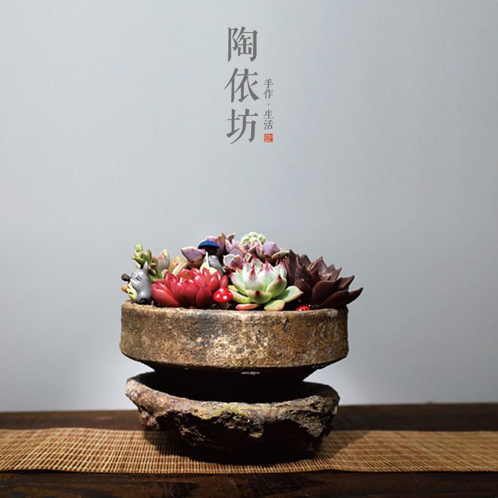 匣钵宋代手工柴烧窑具花器禅气渗水花盆意复古透