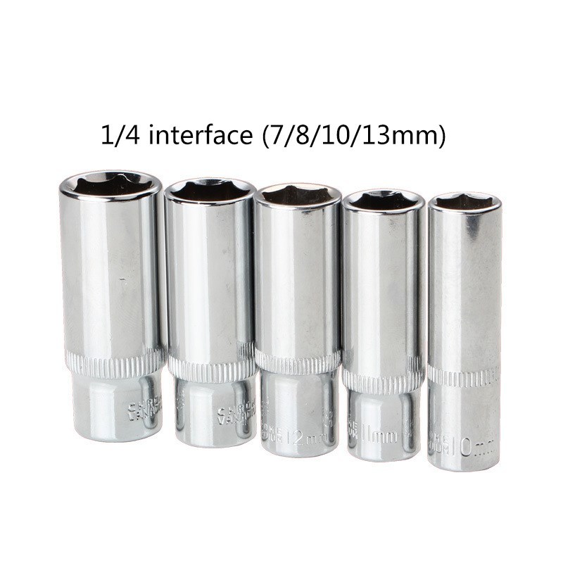 2pcs/set 1/4 Socket Set Adapter Long Sockets 7mm 8mm 10mm 1