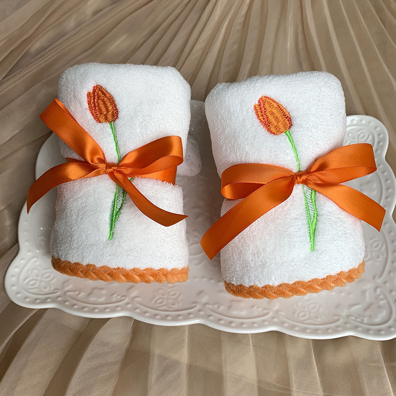 郁金香刺绣珊瑚绒婚庆回礼