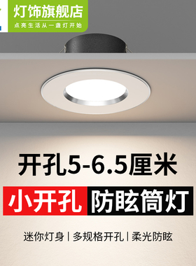 led嵌入式筒灯5cm5.5cm6cm6.5公分开孔客厅灯小筒灯天花射灯家用