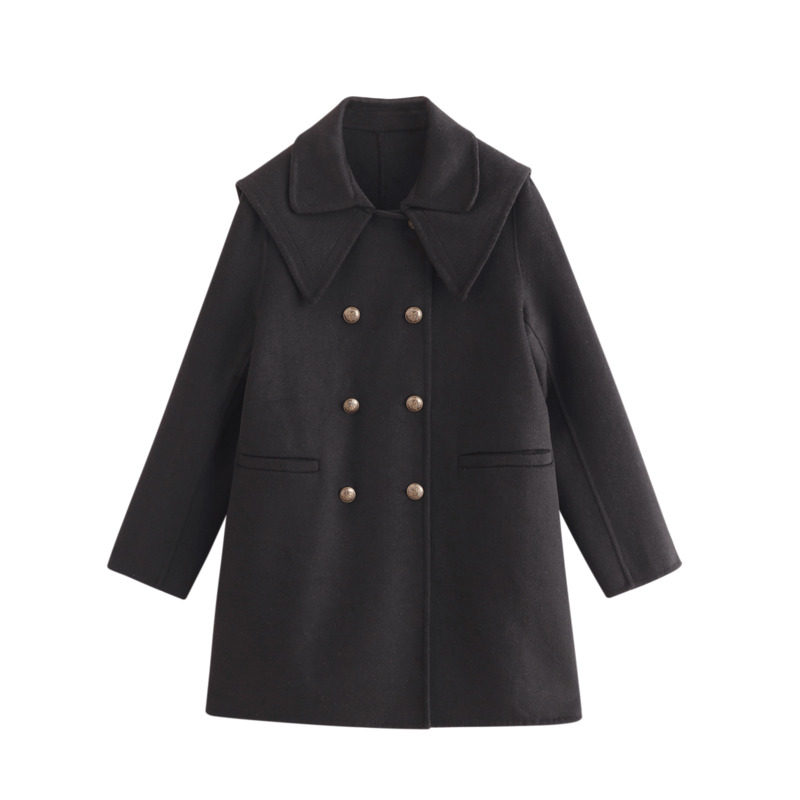 【商场同款】茵曼宽松女2021年冬季新款西装翻领百搭休闲毛呢外套