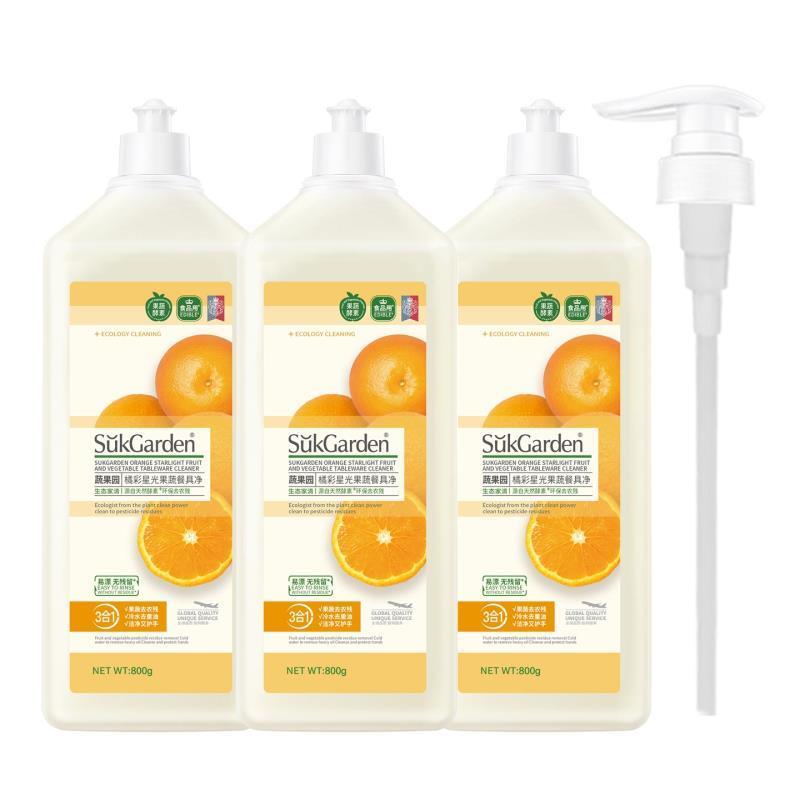 蔬果园3合1果蔬餐具净洗洁精家庭装3大桶800g