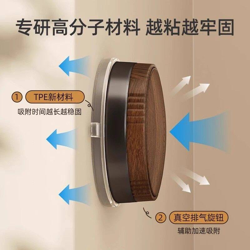 优勤胡桃木旋转吸盘门后挂钩中古风挂衣钩衣架衣服帽子收纳置物架