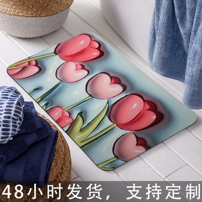 3D裸眼立体膨胀软硅藻泥吸水防滑洗手间入户浴室速干地垫脚垫地毯