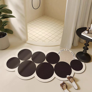 新款 淋浴房门口异形地垫硅藻泥吸水垫浴室弧形脚垫卫生间扇形防