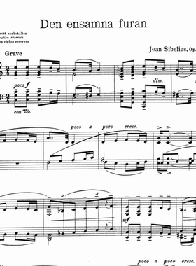 西贝柳斯 树木集 五首钢琴小品op75no.2乐曲乐谱曲谱2页PDF五线谱