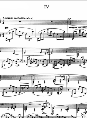 拉赫玛尼诺夫 D大调前奏曲Op23 no.4钢琴谱五线谱乐谱曲谱4页