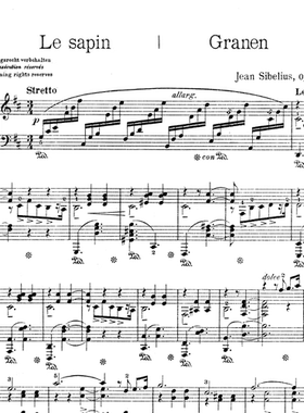 西贝柳斯 树木集 五首钢琴小品op75no.5乐谱曲谱乐曲3页PDF钢琴谱