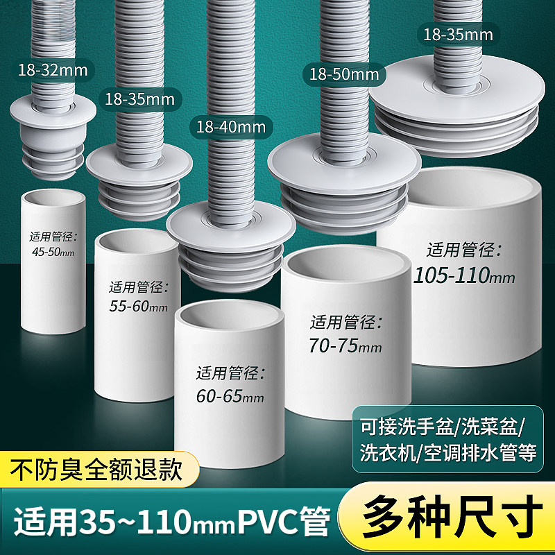 110下水管道封口盖防臭密封塞洗衣机厨房洗手盆排水管防返臭神器