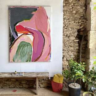 后现代客厅沙发后油画抽象玄关装饰画纯手工巨幅壁画肌理玄关挂画