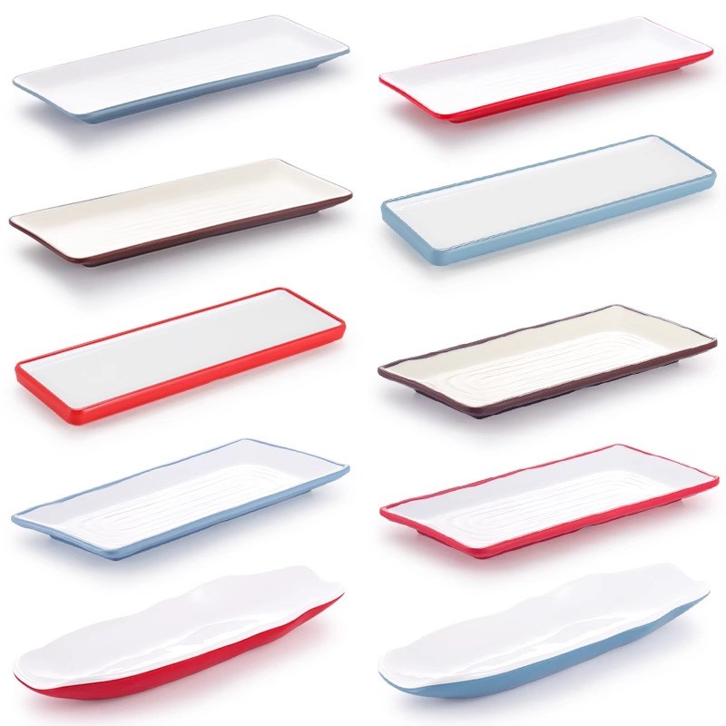 速发密胺长条盘子仿瓷塑料长方形平盘菜司盘火锅寿盘烧烤烤肉碟子