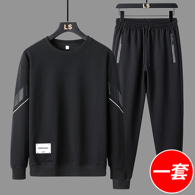 速发运流裤装男士秋冬季潮动时尚宽松圆领卫衣休闲长套一套搭配跑