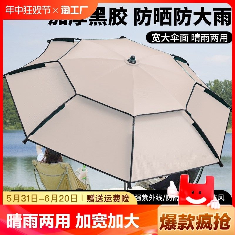 速发户外钓鱼伞大钓伞垂钓专折加厚黑胶可用叠防风遮晒雨伞2024新