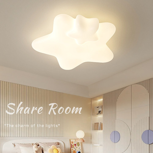 速发护眼风室灯简具全光谱主卧灯约奶油卧星星儿童房间灯吸顶灯