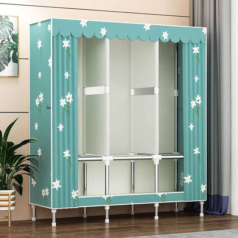 速发衣帽架家用落地简易放挂衣置架子卧服布衣柜防尘衣架收纳柜室