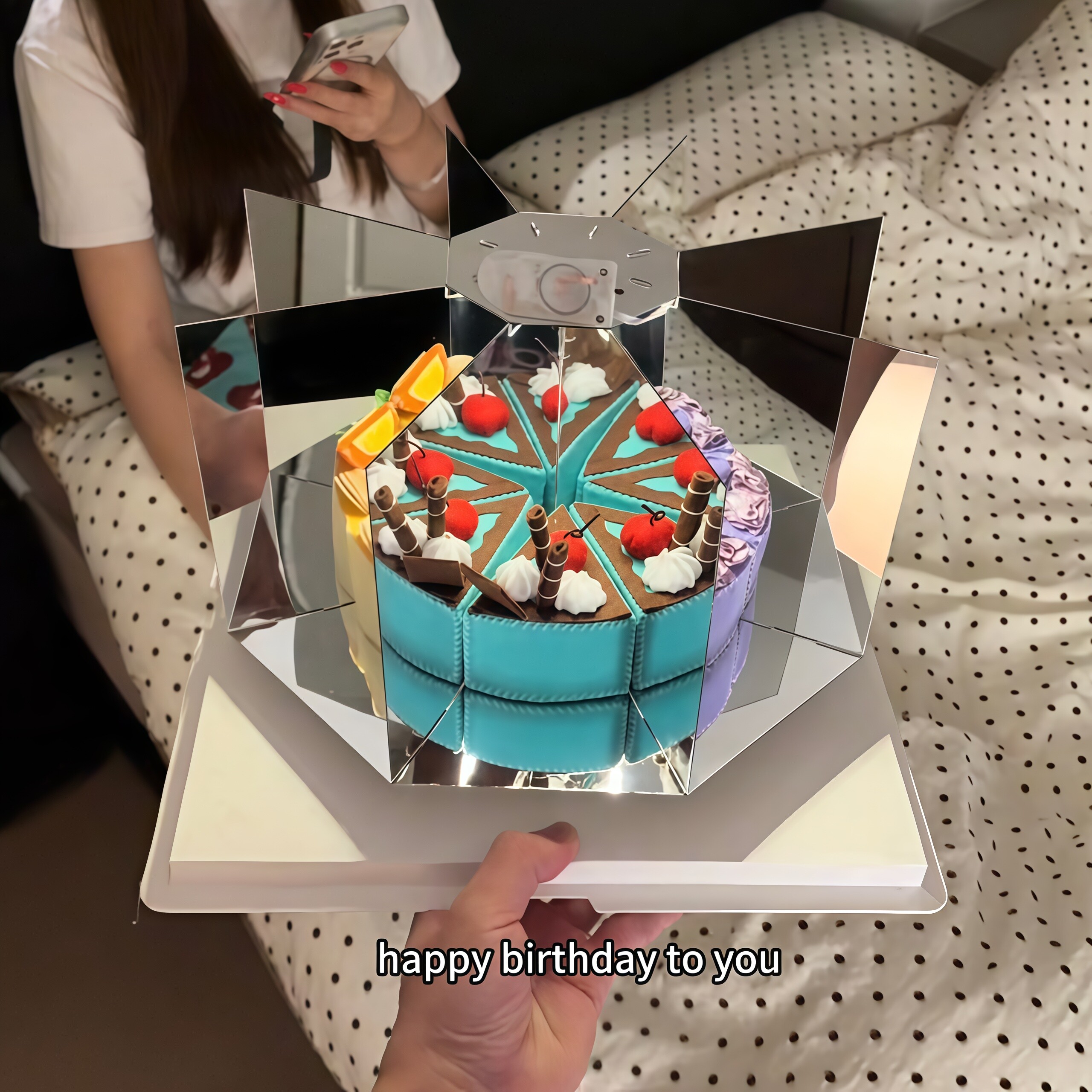 幻境蛋糕小夜灯diy材料包不织布可旋转送女友生日礼物治愈系夜灯