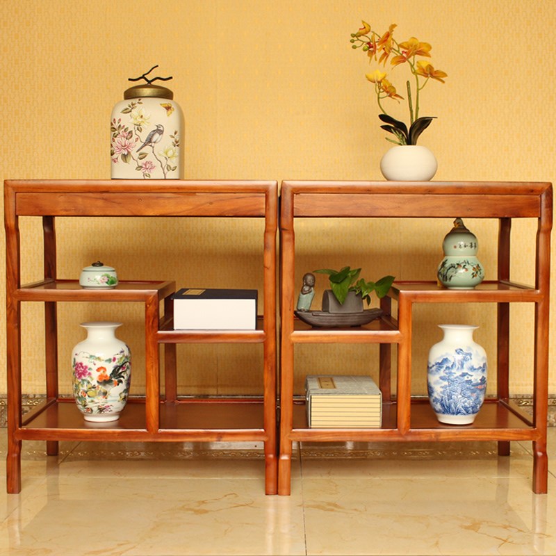 速发花架实木沙发边几角式茶边几鱼缸架盆景置物架茶几中件奇石摆