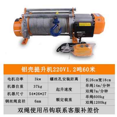 极速新品家用2i20v小型起重吊机电动葫芦1吨2吨卷扬机品